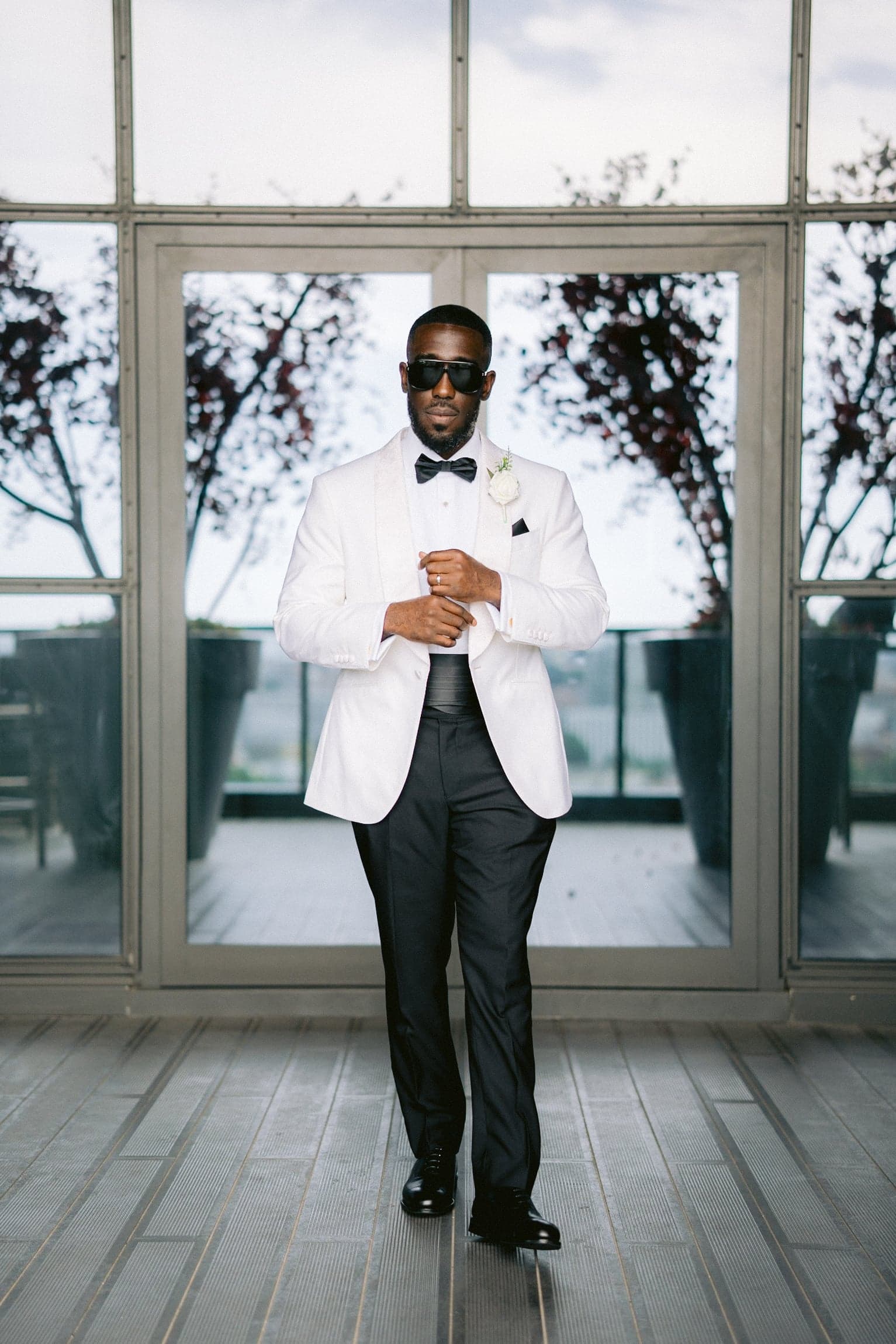 Groom Ivory Jacket Rooftop