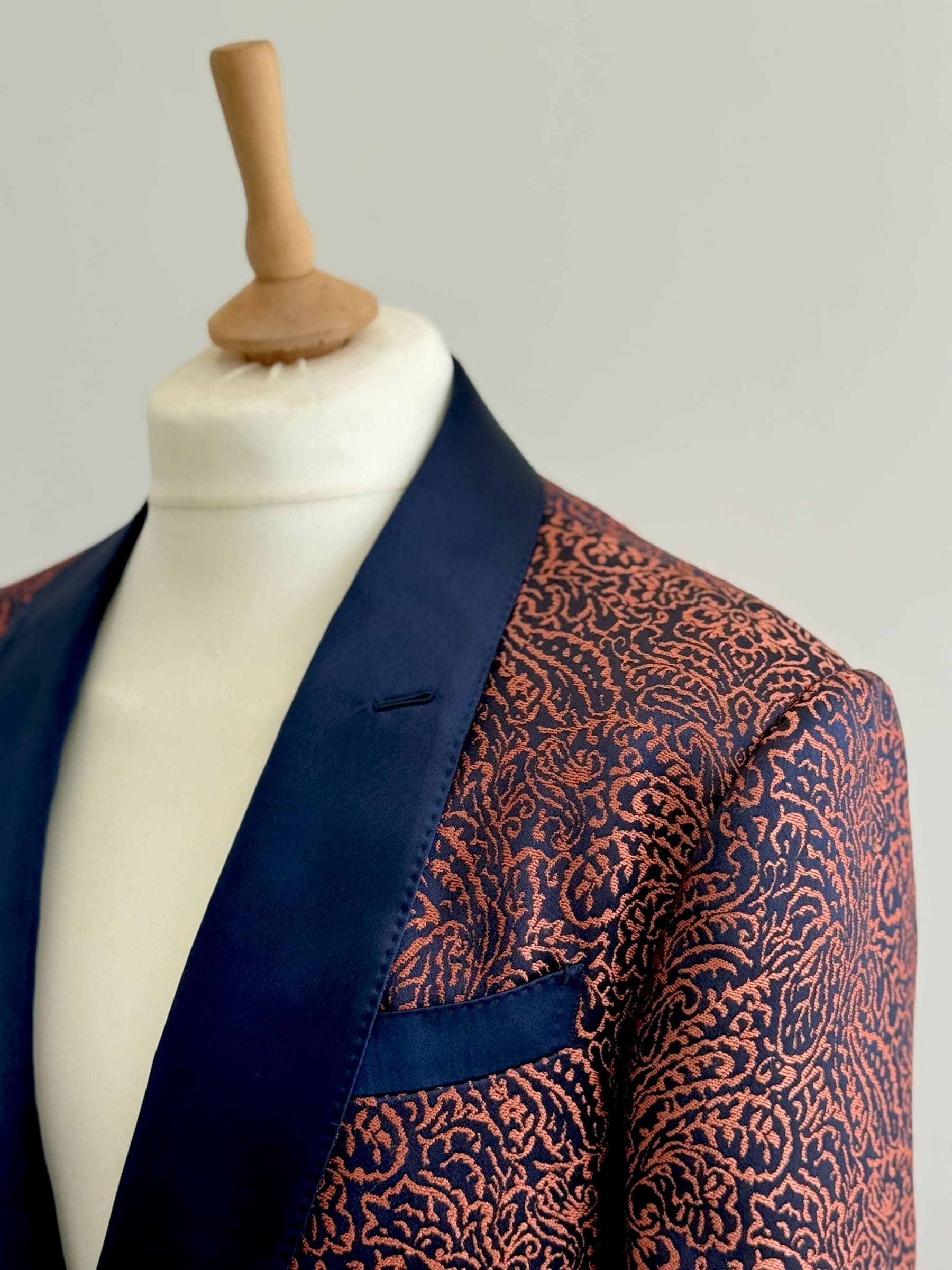 Copper Brocade Shawl Lapel